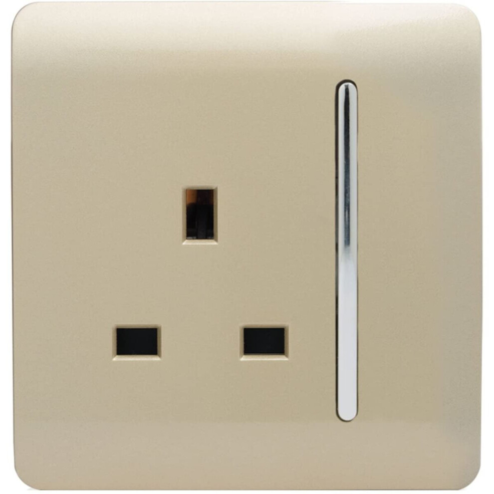 Trendi Switch ART-SKT13GO Trendi 1 Gang Artistic Modern Glossy Switched Tactile Plug Socket - Gold