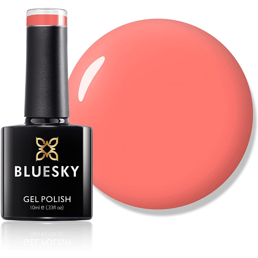 Bluesky Gel Nail Polish, Summer Coral BSH019, Bright Orange, Long Lasting, Chip Resistant, 10 ml (Requires Drying Under UV LED Lamp)