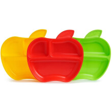 Munchkin Lil' Apple Divided Toddler Plates, Pack of 3
