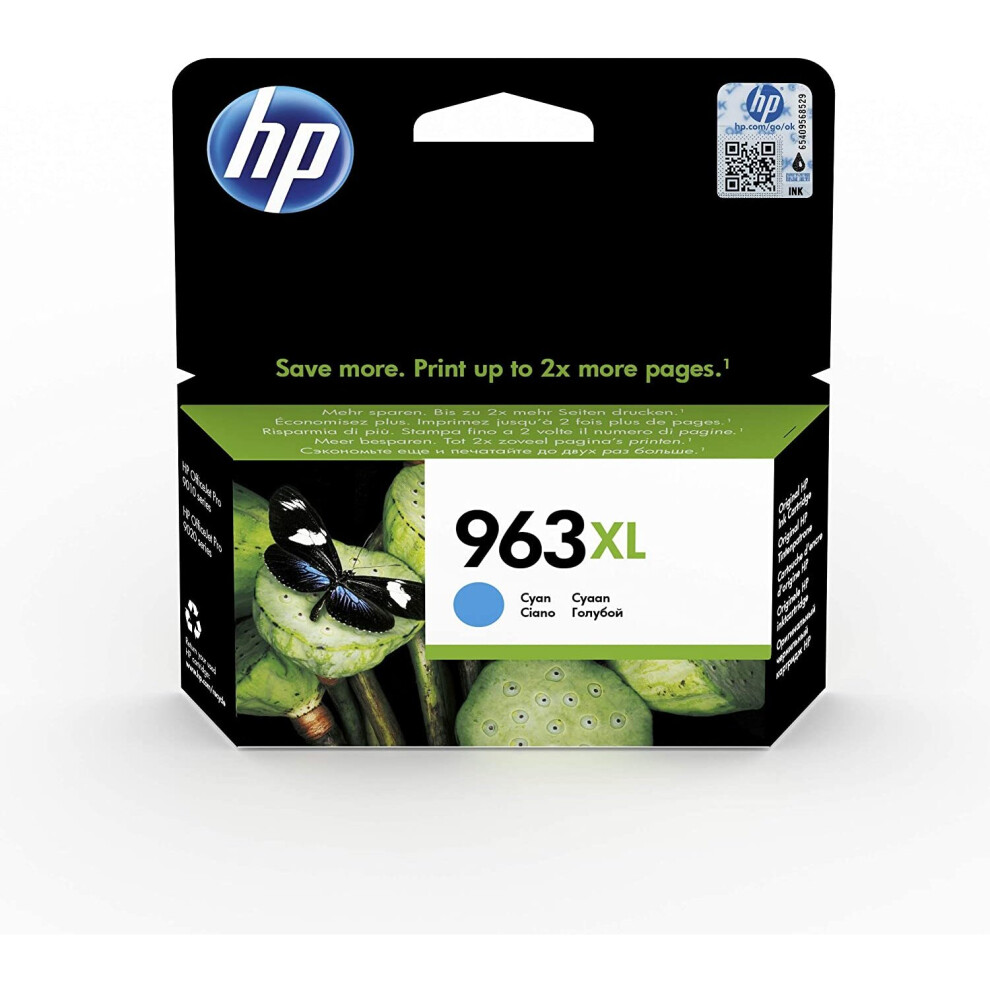 HP 3JA27AE 963XL High Yield Original Ink Cartridge, Cyan, Single Pack