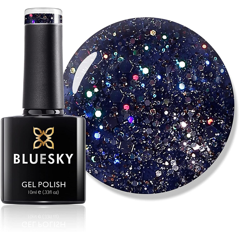 Bluesky Gel Nail Polish, Amethyst Purple Blz24, Chunky Glitter, Dark, Eggplant, Purple, Long Lasting, Chip Resistant, 10 ml (Requires Drying Under UV