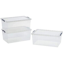 Really Useful Products 62 Litre Box, Nestable Clear, Transparent Clear, Pack of 3 in Card