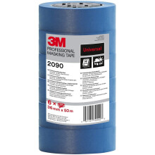 3M Masking Tape 2090 Universal Surfaces, medium tack, UV stable, indoors & outdoors, tower pack 6 rolls, 36 mm x 50 m
