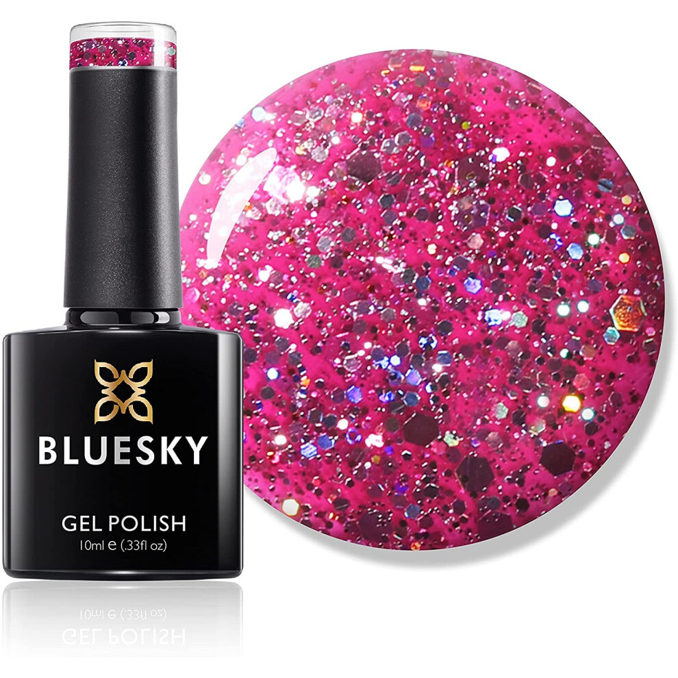 Bluesky Gel Nail Polish, Barbie Hot Pink Blz05, Bright, Glitter, Long Lasting, Chip Resistant, 10 ml (Requires Drying Under UV LED Lamp)