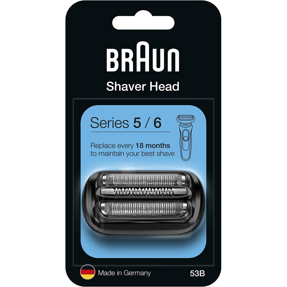 Braun Series 5 53B Electric Shaver Head Replacement - Black - Compatible with Series 5 and Series 6 Shavers (New Generation)