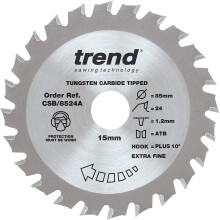Trend CSB/8524A Craft Pro Circular Blade Ideal for Makita, Bosch, Bauker, Worx, and Ryobi Mini Saws, Tungsten Carbide Tipped, 85mm x 24 Teeth x 15mm