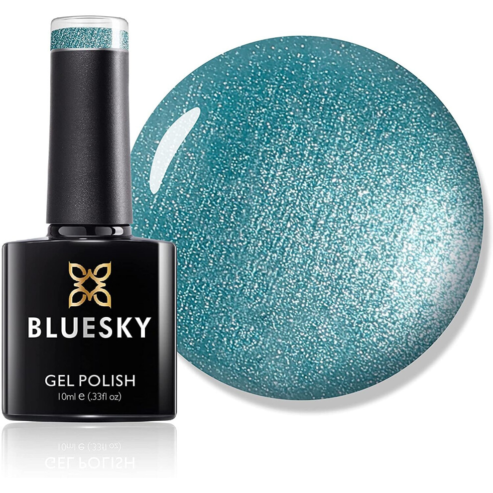 Bluesky Gel Nail Polish, Hotski To Tchotchke 80529, Aqua, Blue, Bright, Glitter, Long Lasting, Chip Resistant, 10 ml (Requires Drying Under UV LED