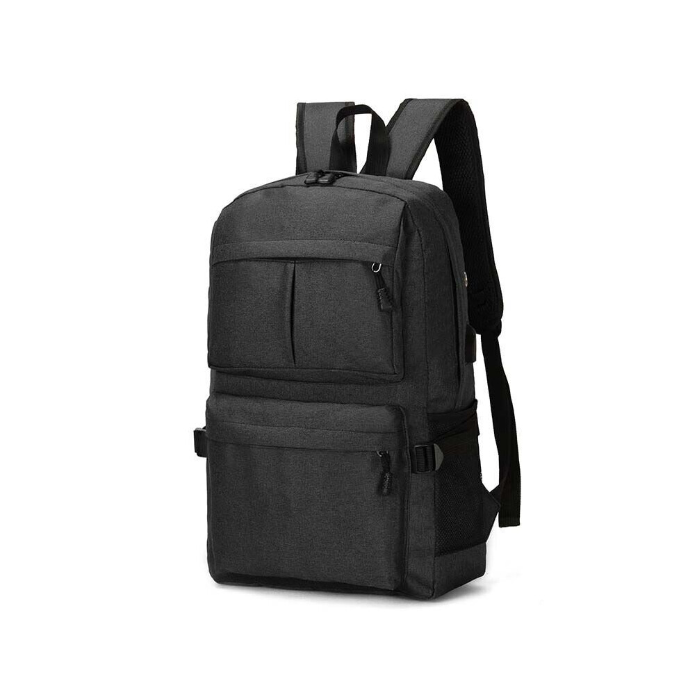 (Black-B) Anti-theft Mens Womens USB Charging Backpack Laptop Notebook Travel School Bag