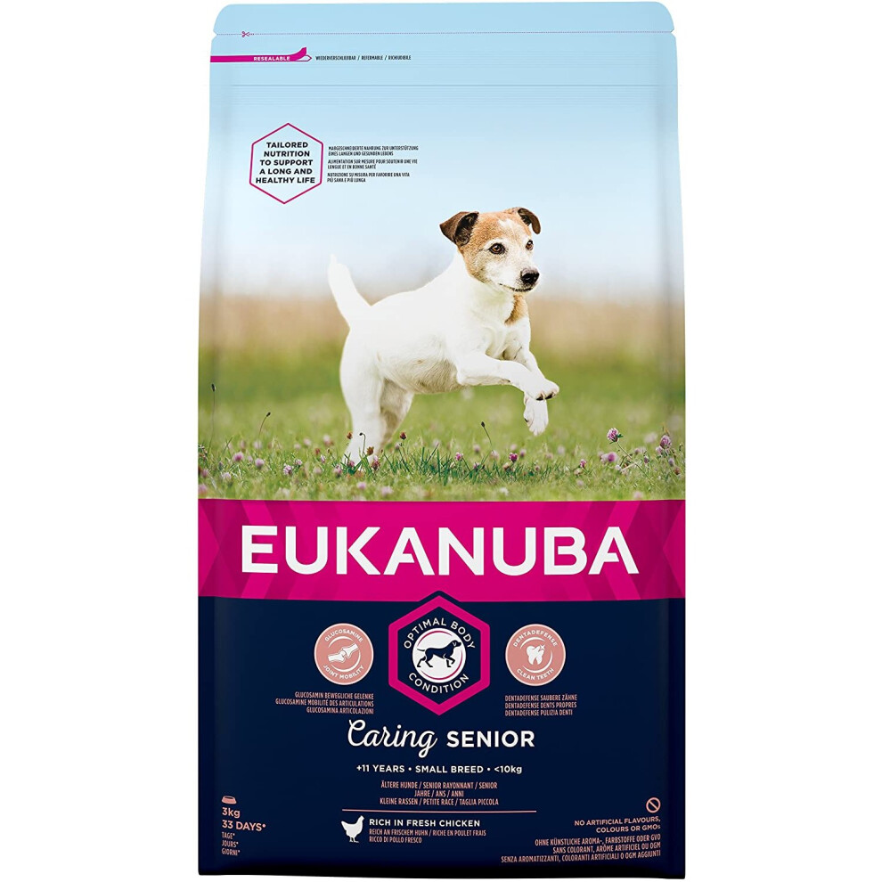 Eukanuba Senior Dog Food For Small Dogs Rich In Fresh Chicken, 3 Kg