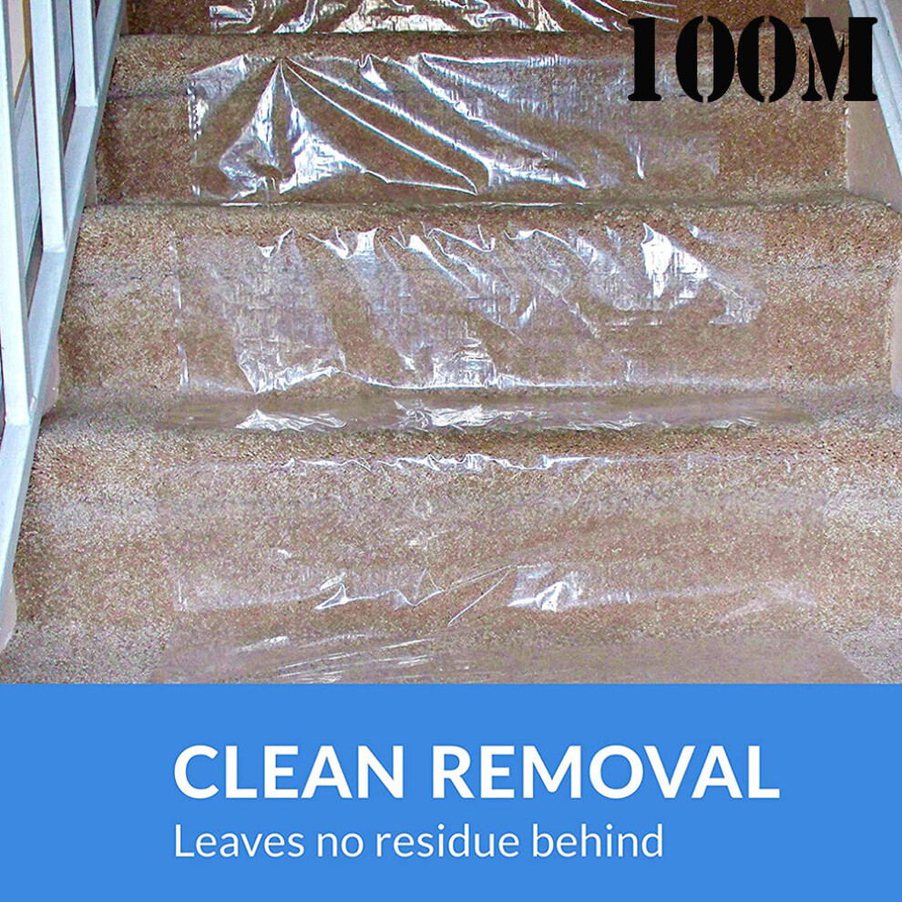 100M Carpet Protection Self Adhesive Roll Floor Clear Cover Dust Film 097239190329