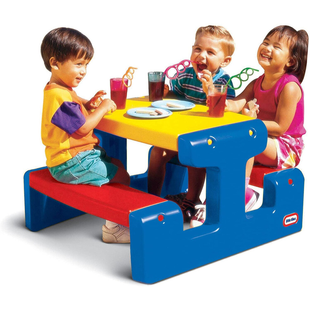 Little Tikes Picnic Table (Primary) - Seats Up to 4 - For Homework, Projects, and Play - Primary Colours