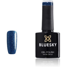 Bluesky Gel Nail Polish, Skinny Dip Vip07, Dark Blue Glitter, Long Lasting, Chip Resistant, 10 ml (Requires Drying Under UV LED Lamp)