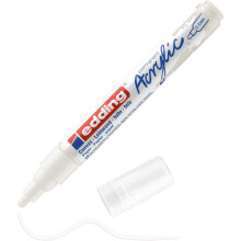 edding 5100 pennarello acrilico medio - bianco - 1 pennarello acrilico impermeabile - punta tonda 2-3 mm - pennarello acrilico per disegnare su t