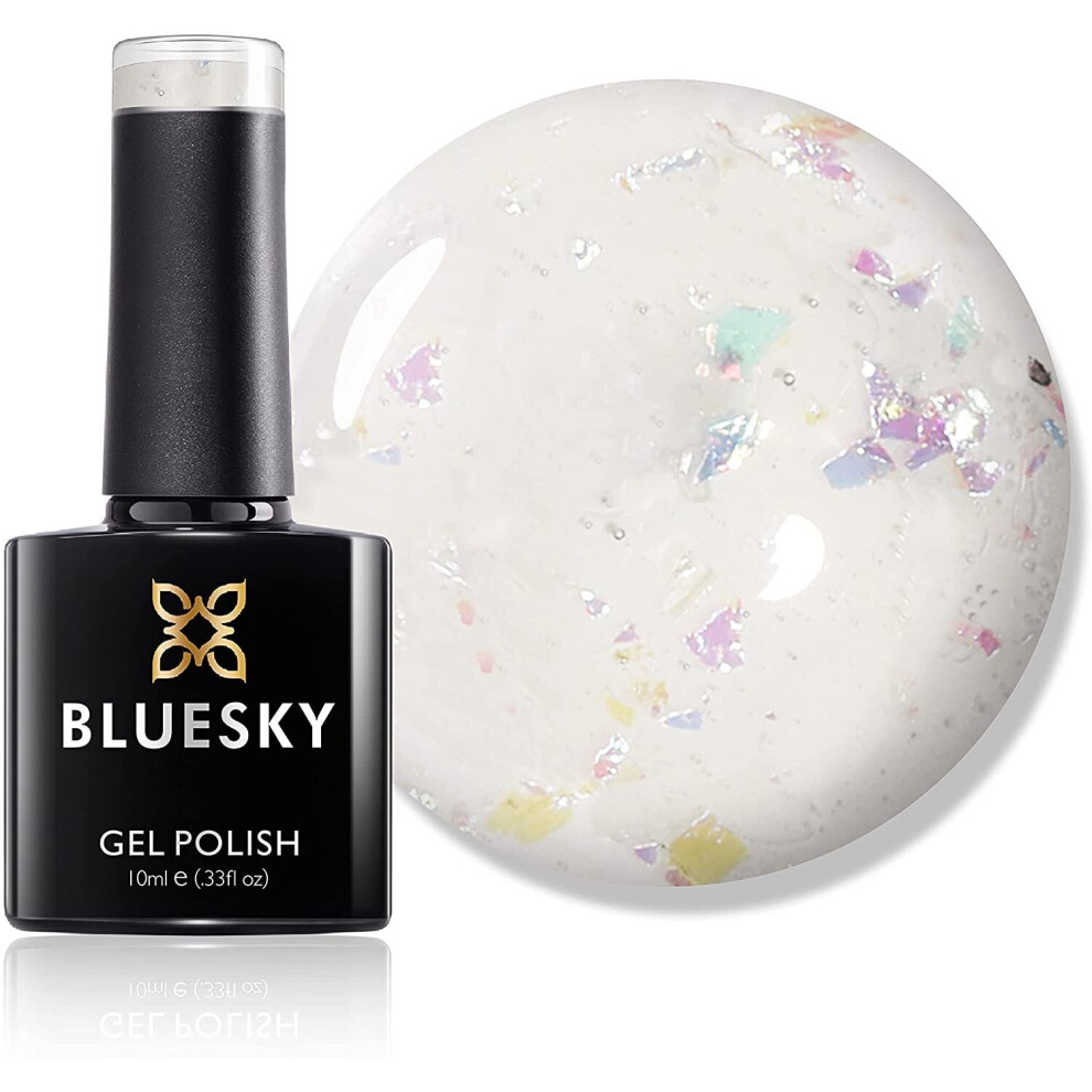 Bluesky Gel Nail Polish, Zillionaire 80527, Chunky Glitter, Clear, Transparent, White Long Lasting, Chip Resistant, 10 ml (Requires Drying Under UV