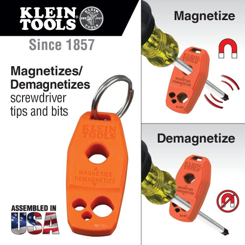 Magnetizer and Demagnetizer for Screwdriver Bits and Tips, Powerful Rare-Earth Magnet Klein Tools MAG2 1