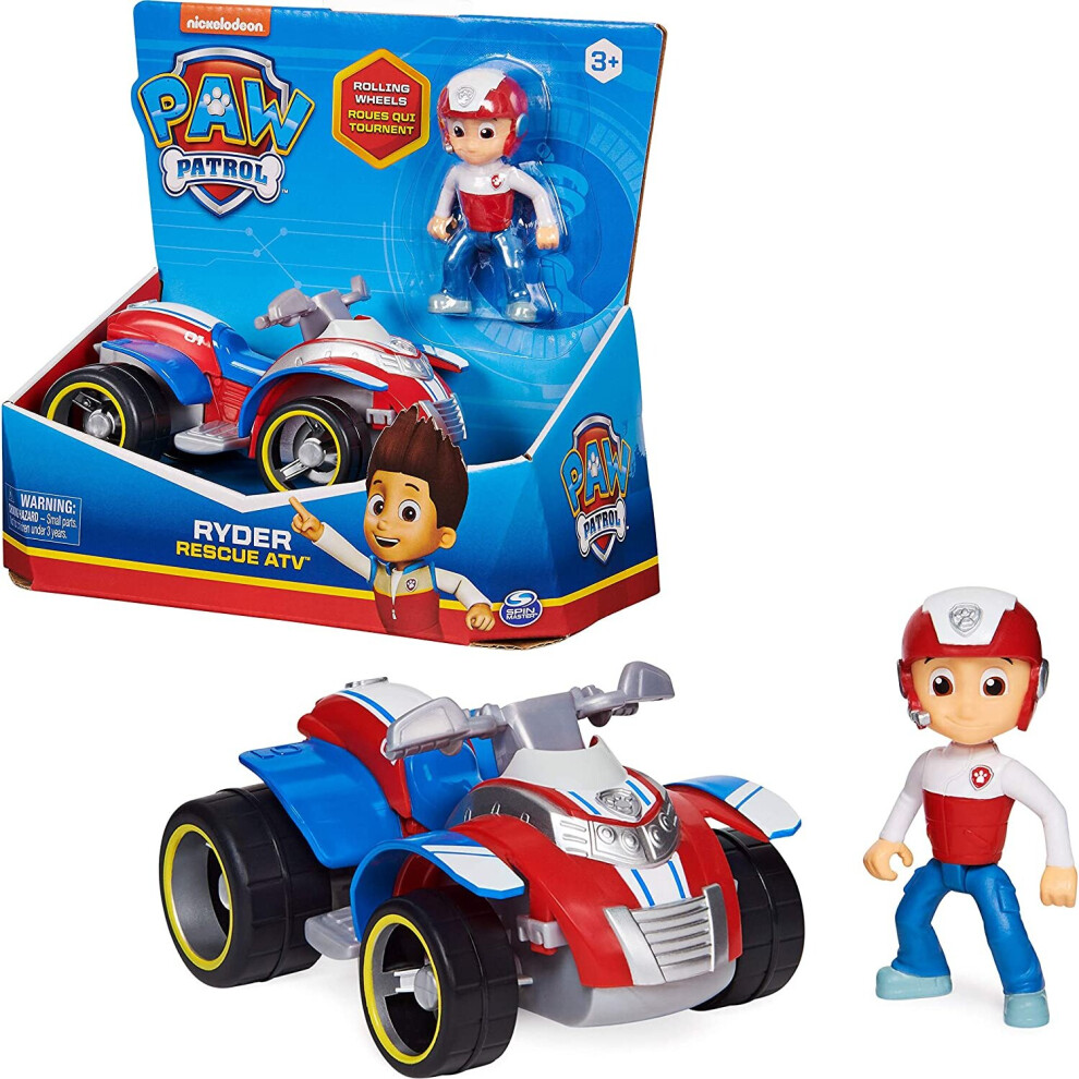 Photos - Toy Car Paw Patrol Ryder's Rescue ATV Vehicle with Collectible Figure, for Kids Aged 3 and up 