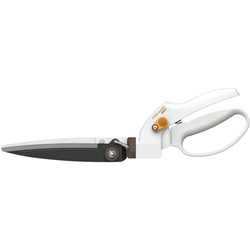 Fiskars Grass shear GS41, For trimming lawn edges and hedges, Length: 35.5 cm, Weight: 250 g, White/Orange, FiberComp/High Steel, White, 1026917