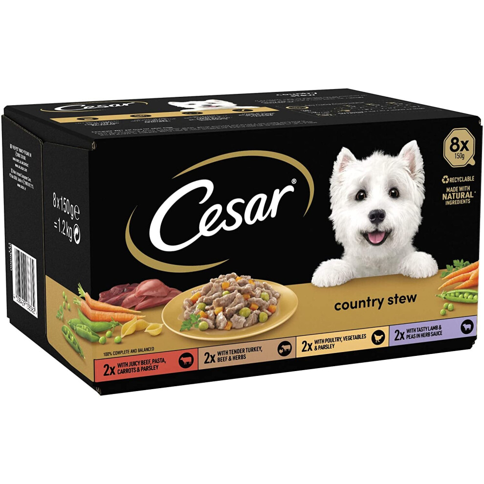 Cesar Country Stew - Wet Dog Food for Adult Dogs 1+ Special Selection, 24 Trays (24 x 150 g)