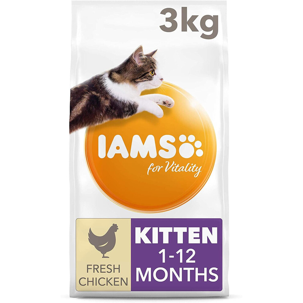 IAMS for Vitality Dry Kitten Food with Fresh Chicken, 3 kg