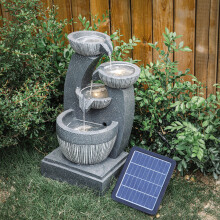 4 Tier Water Fountain Rockery Decoration Solar Powered Outdoor Water Feature