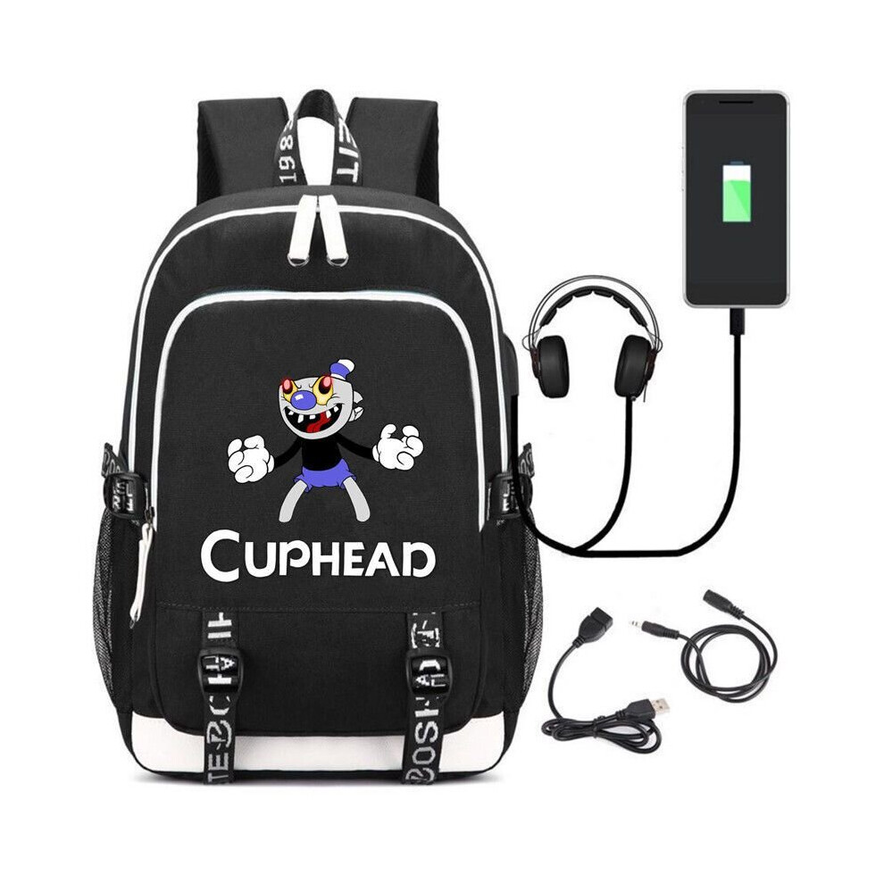 (K) Cuphead Backpack USB Charging Port Schoolbag Men Mochila Laptop Bags-image-OPC-P8VXQT6-NEW