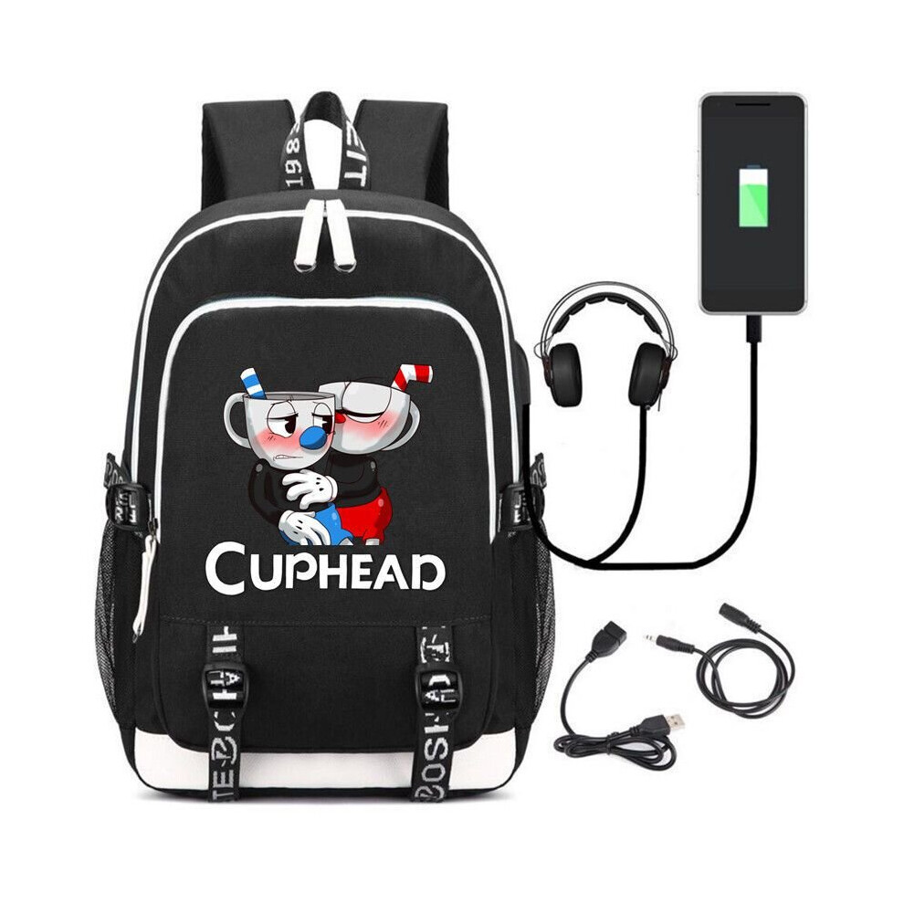 (N) Cuphead Backpack USB Charging Port Schoolbag Men Mochila Laptop Bags-image-OPC-P8VXQT9-NEW
