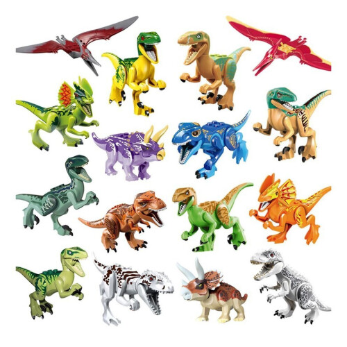 16 Pieces Jurassic Dinosaur World Mini Figures Toys Fit for Lego