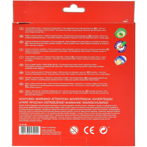Faber-Castell Faber-Castell 120148 Environmentally-Friendly Colouring Pencils 48-Pack Sharpener Cardboard Box Castle 1