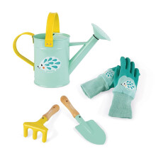 Set Completo de Jardinería para Niños - 1 cubo, 1 par de guantes, 1 pala, 1 rastrillo - Ideal para Comenzar a Jardinear - Juguetes de Jardín
