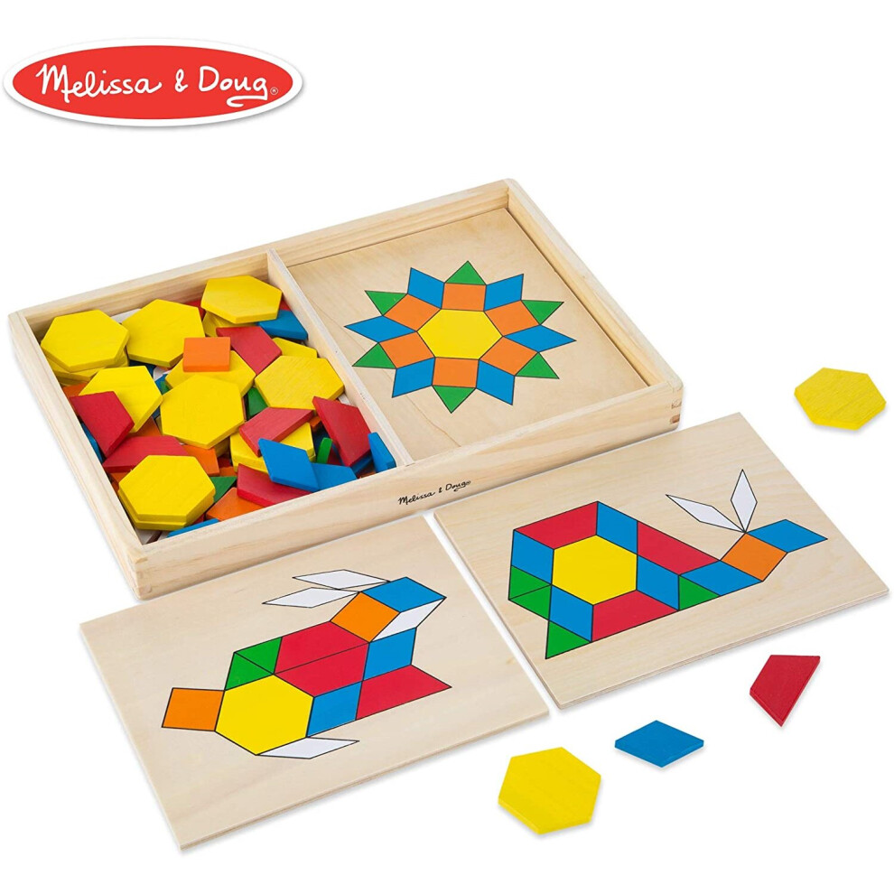 Melissa & Doug 96113 Pattern Classic (Developmental Toy, Wooden Blocks, 120 Shapes & 5 Boards, Gift for Girls and Boys-Best for 3, 4, 5, and 6 Year