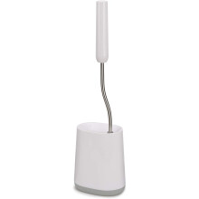 Joseph Joseph Flex Lite Silicone Toilet Brush with Slimline Holder Set Flexible Head drip Anti-Clog deep Clean 1 EA Grey/White