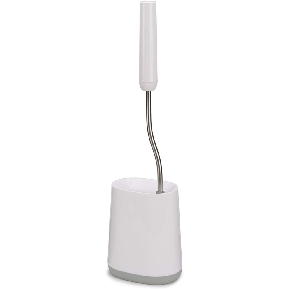 Joseph Joseph Flex Lite Silicone Toilet Brush With Slimline Holder Set Flexible Head Drip Anti-Clog Deep Clean 1 Ea Grey/White