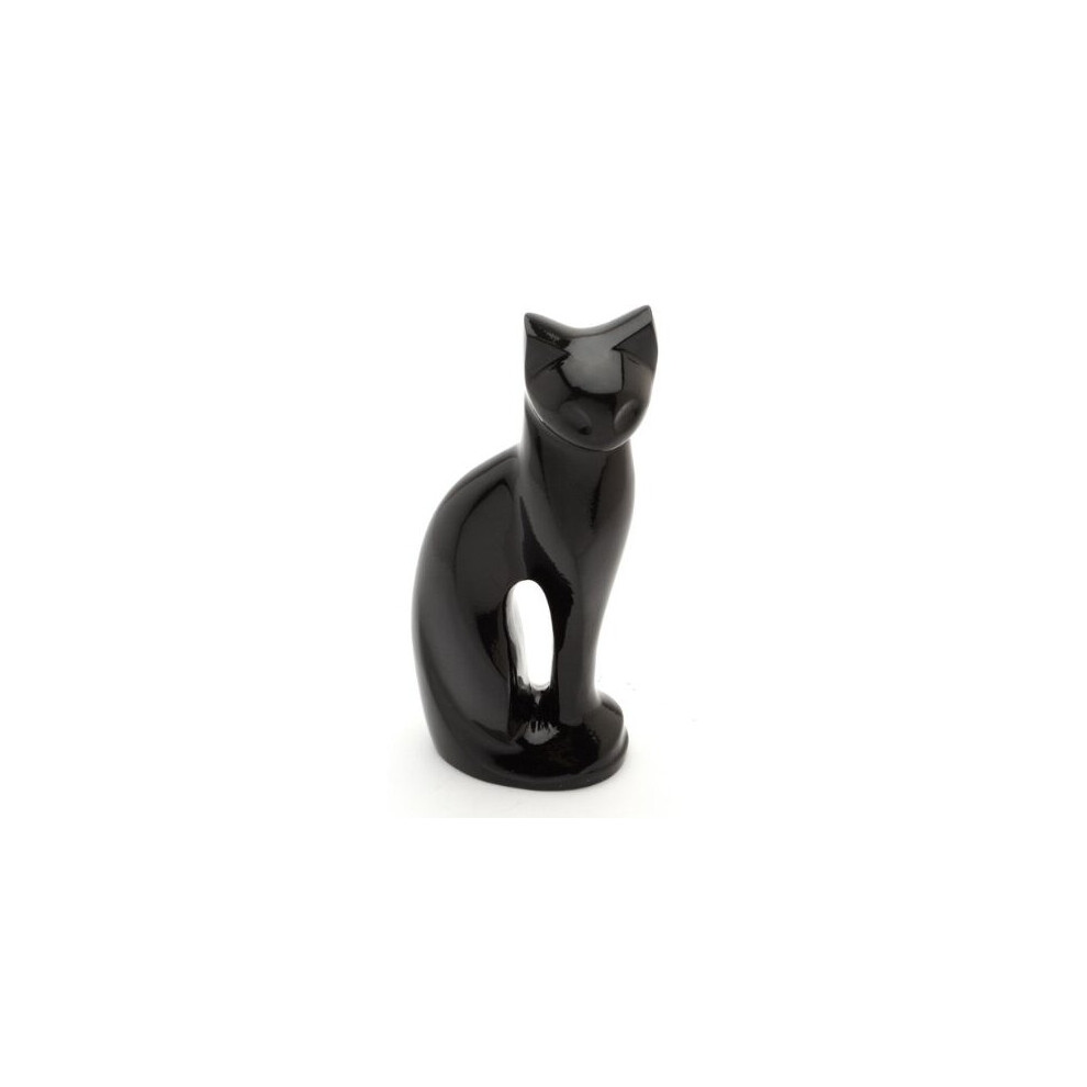 Urns UK Pet Cremation Memorial Urn Cat, Black 9.5