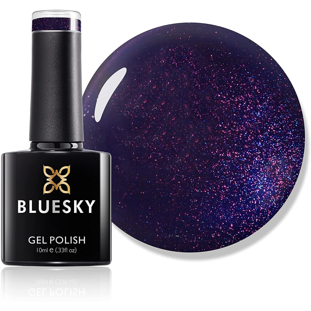 Bluesky Gel Nail Polish, Purple Days A017, Dark, Glitter, Purple,Wine Long Lasting, Chip Resistant, 10 ml (Requires Drying Under UV LED Lamp)