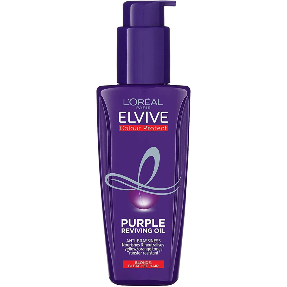 L'Oreal Paris Elvive Colour Protect Purple Anti-Brassiness Hair Oil For Highlighted Brunette, Blonde & Grey Hair 100 ml