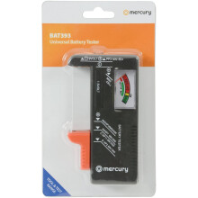 Mercury Universal Battery Tester - Tests AA/AAA/C/D, 9V & Button Cells No Battery Required Analog Gauge with Green/Yellow/Red