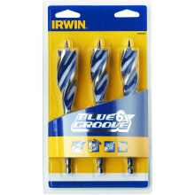 Irwin 10506627 6X Blue Groove Wood Drill Bit, 3 Pieces