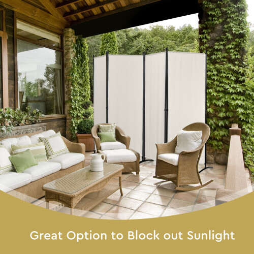 Costway 4-Panel Room Divider 173cm Folding Privacy Screen Portable Fiber Divider 1