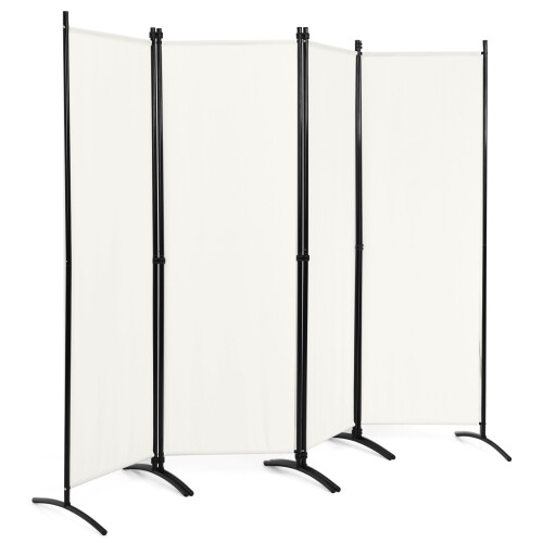 Costway 4-Panel Room Divider 173cm Folding Privacy Screen Portable Fiber Divider