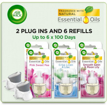 AirWick Plug-in Diffuser Bundle: 2 Gadgets + 6 Refills (Up to 600 Days) Linen & Lilac, Pink Sweet Pea, Satin & Moon Lily