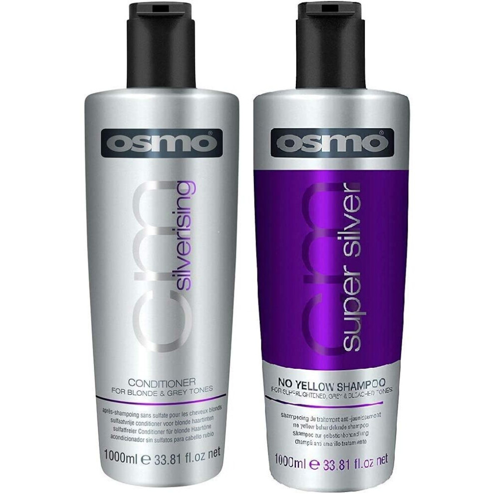 Osmo Super Silver No Yellow Shampoo & Silverising Conditioner 1000 ml Twin Pack