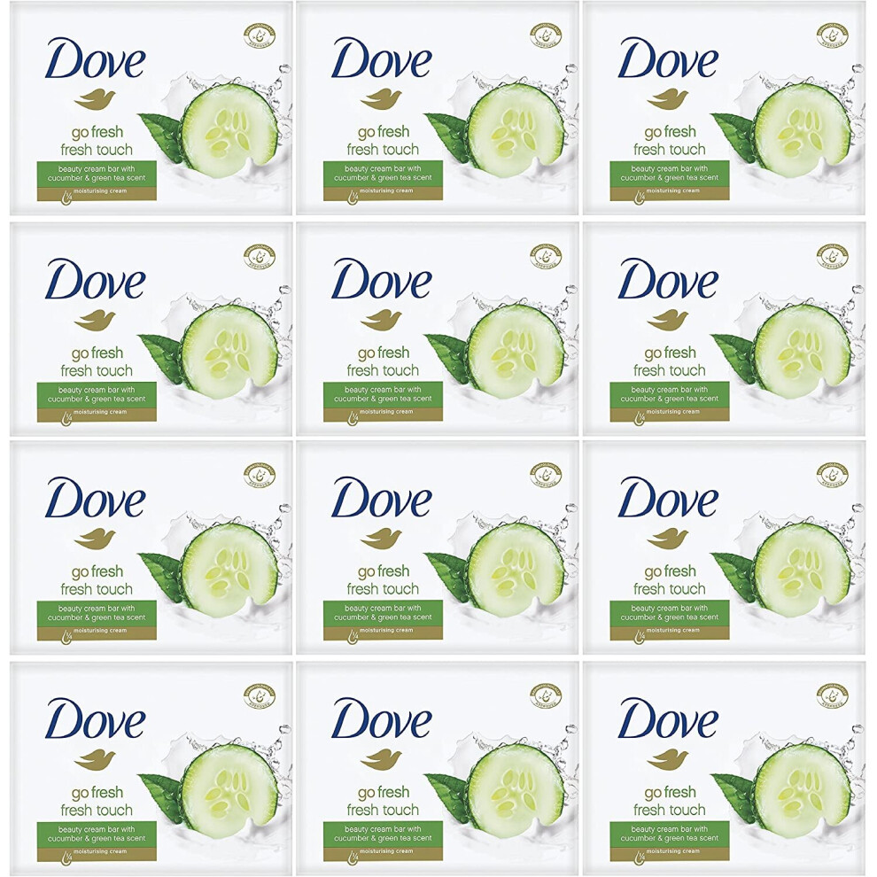 Dove - Fresh Touch Soap Bars - Cucumber & Tea Scent - (12 Bars) Green