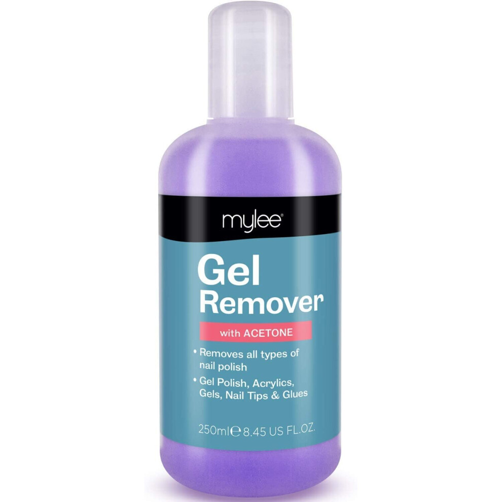 Mylee Gel Polish Remover Acetone 250Ml, Salon Professional Uv Led Nail Polish Cleaner For Manicures And Pedicures