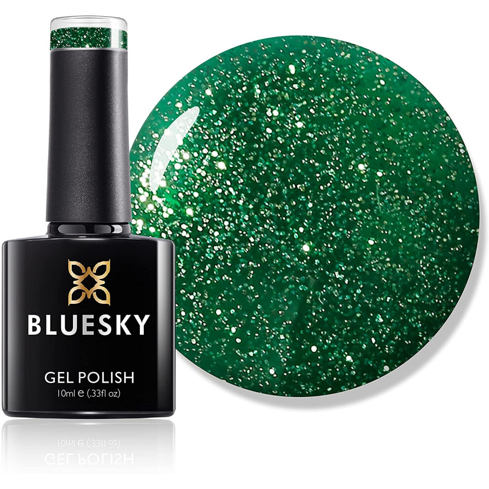 Bluesky Gel Nail Polish, Elf 63902, Dark Green Glitter, Pine, Long Lasting, Chip Resistant, 10 ml (Requires Drying Under UV LED Lamp)