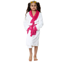 (2-3 Years, White) Girls White Bathrobe Dressing Gown Hooded Swim Beach