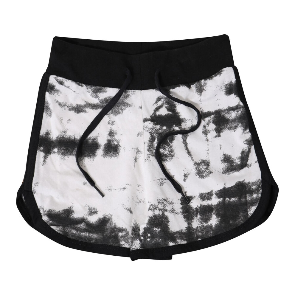 (13 Years, Tie Dye Black) Kids Girls 100% Cotton Dance Gym Sports Shorts