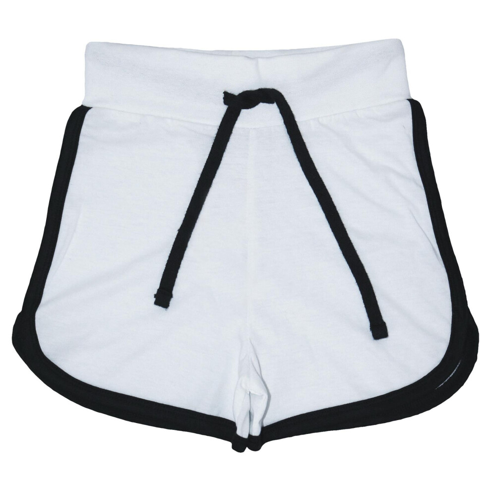 (13 Years, White) Kids Girls 100% Cotton Dance Gym Sports Shorts