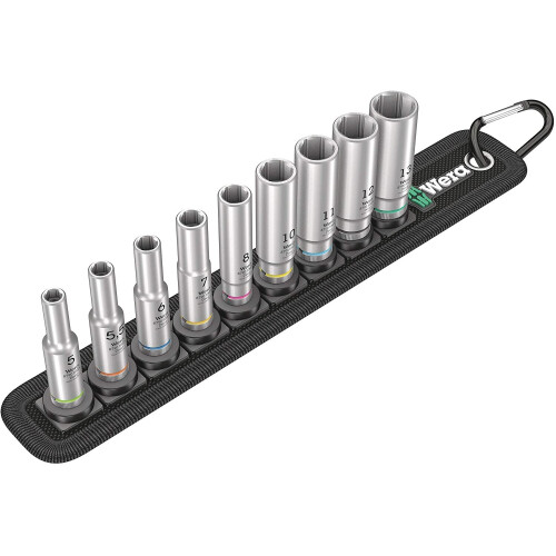 Wera Wera Belt A Deep 1 Socket Set, 1/4" Drive, 9PC, 05004525001