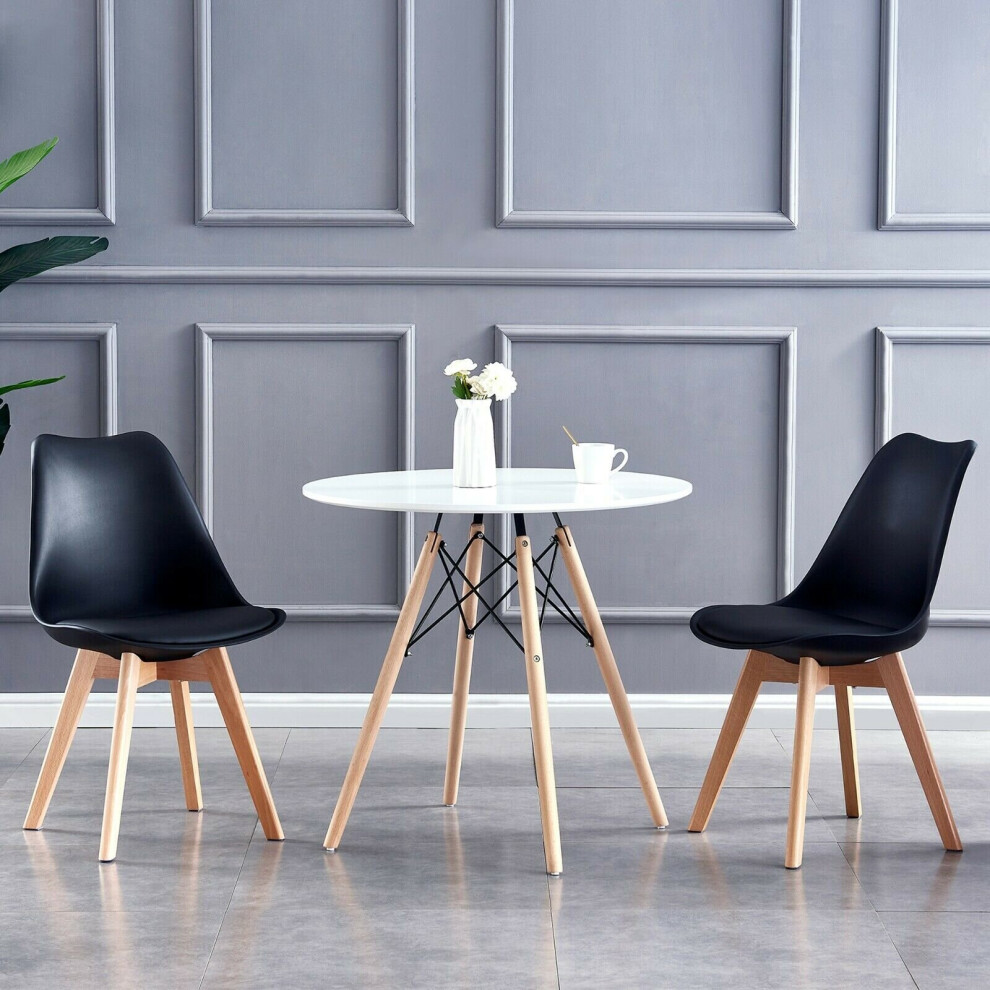 (Black) Dining Chairs by MCC Designer Side Chairs Wooden Legs Office Home Commercial EVA