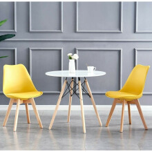 (Yellow) Dining Chairs by MCC Designer Side Chairs Wooden Legs Office Home Commercial EVA